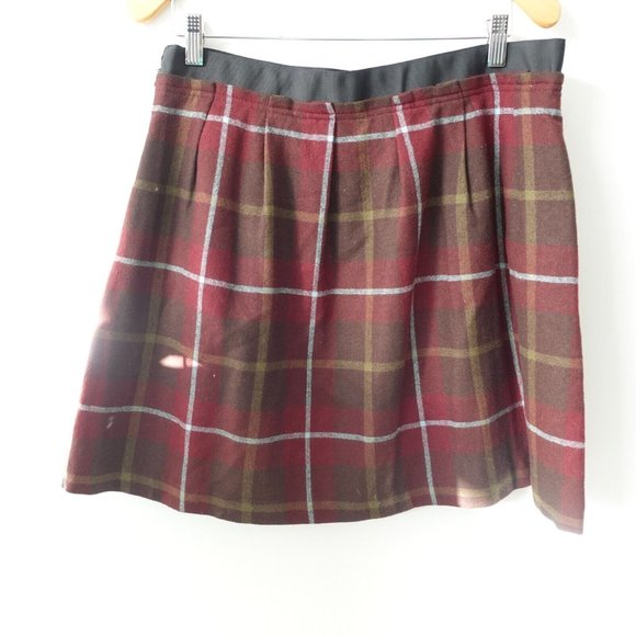 Lands End Skirt 10 Wool Mini Pleated Plaid Windowpane School Grunge Y2K Academia - Picture 6 of 9